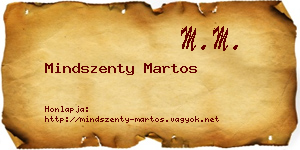 Mindszenty Martos névjegykártya